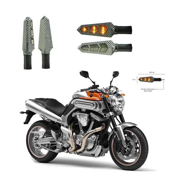 Imagem de KIT 4 Luz Seta Esportiva Pisca Led de Carbono Modelo P03 para Moto MT01 1670cc 2004 2005 2006 2007 2008 2009