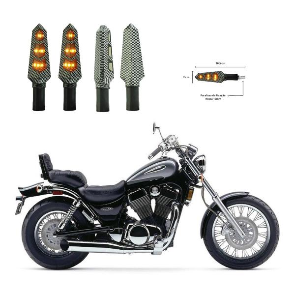 Imagem de KIT 4 Luz Seta Esportiva Pisca Led de Carbono Modelo P03 para Moto SUZUKI INTRUDER VS 1400 GLP 1994 1995 1996 1997