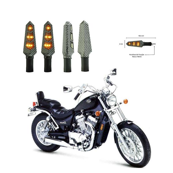 Imagem de KIT 4 Luz Seta Esportiva Pisca Led de Carbono Modelo P03 para Moto SUZUKI INTRUDER VS 800 Ano 1994 1995 1996 1997 1998