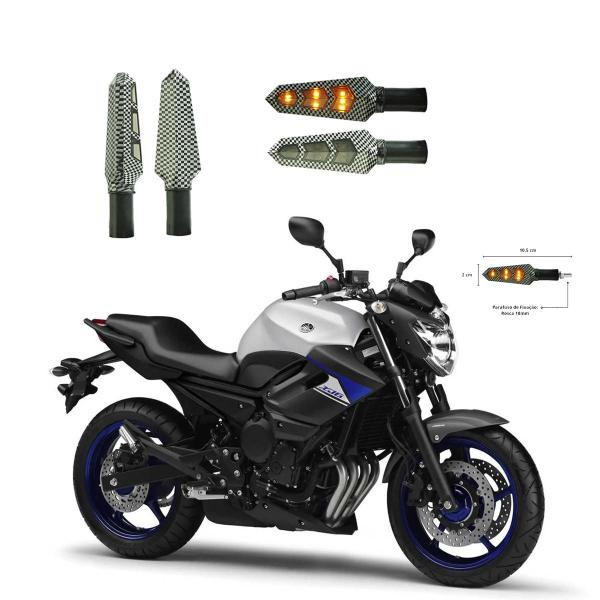 Imagem de KIT 4 Luz Seta Esportiva Pisca Led de Carbono Modelo P03 para Moto XJ6 N 2010 2011 2012 2013 2014 2015