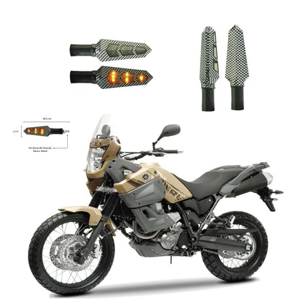 Imagem de KIT 4 Luz Seta Esportiva Pisca Led de Carbono Modelo P03 para Moto XTZ 250 TENERE 2004 2005 2006 2007 2008 2009