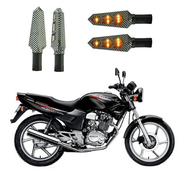 Imagem de KIT 4 Luz Seta Esportiva Universal Pisca Led de Carbono Modelo P03C Moto Honda CBX 200 2010 2011 2012 2013 2014 2015