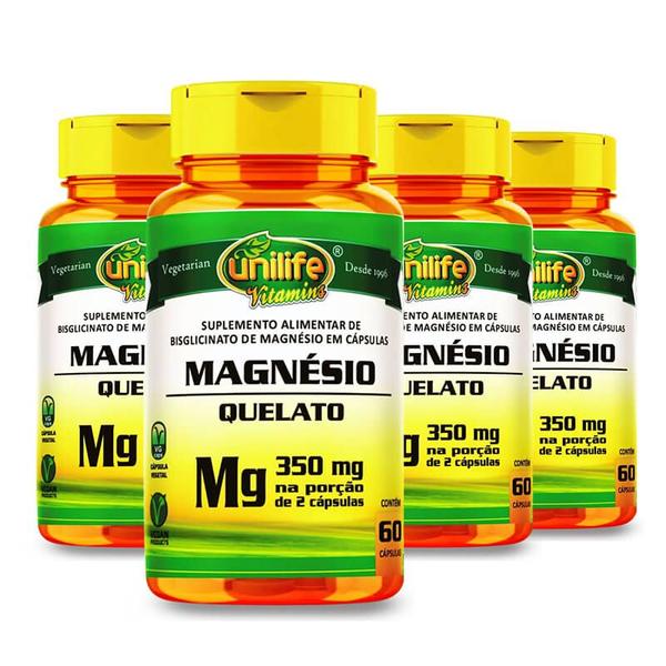 Imagem de Kit 4 magnésio quelato 60 caps de 710 mg unilife