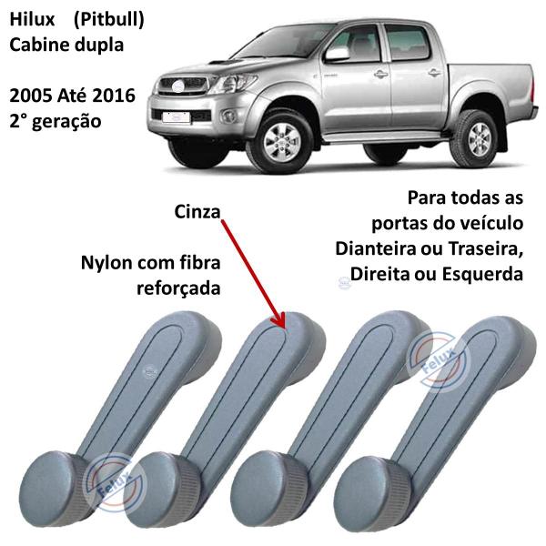 Imagem de Kit 4 Manivela do vidro Toyota Hilux 2005-2015 Cinza (Nylon)