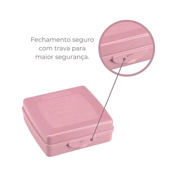 Imagem de KIT 4 Marmitas - Com Alça + Divisória + Talher + Sanduiche - Fitness Rosa