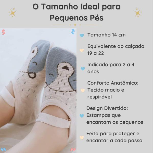 Imagem de Kit 4 Meias Sapatilhas Antiderrapante Pietra Baby Infantil Unissex Algodão Confortável Estampas Divertidas Para Bebês