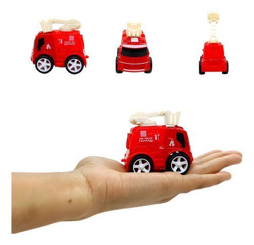 Imagem de Kit 4 Mini Caminhões De Bombeiros Brinquedo Metal Fricção