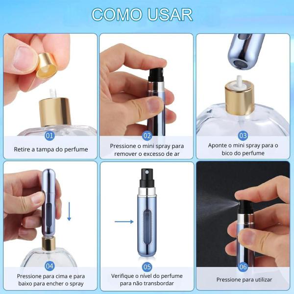 Imagem de Kit 4 Mini Frasco Spray Porta Perfume 5ml Para Viagem Mala Bolsa