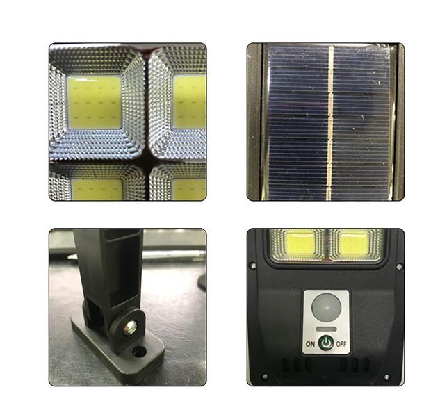 Imagem de Kit 4 Mini Luminárias Led Solar Parede Refletor Poste 48 Cob Sensor 4 treliça 48cob quadrado