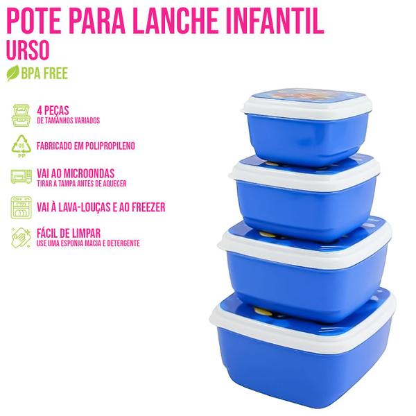 Imagem de Kit 4 Mini Potes Lanches Bolachas Recreio Lancheira Potinhos