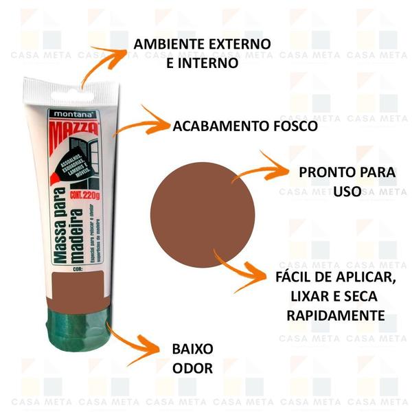 Imagem de Kit 4 Montana Massa Para Madeira 220g Jatobá Montana