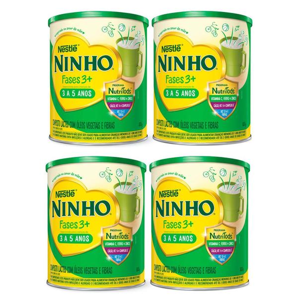 Kit 4 Ninho 3+ Fases Composto Lácteo 800g Imagem de Kit 4 Ninho 3+ Fases Composto Lácteo 800g