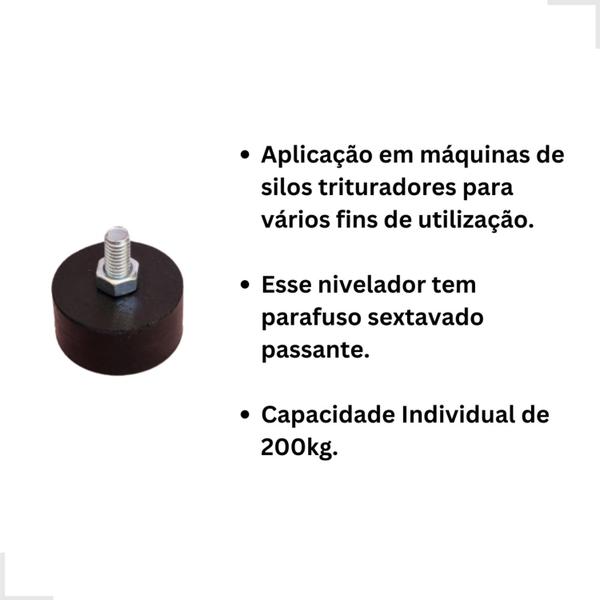 Imagem de Kit 4 Nivelador Parafuso Passante Sapata N 16 Parafuso 3/8