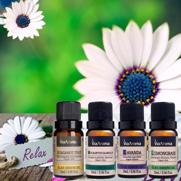 Kit 4 Óleo Essencial 100% Puro Via Aroma Relax Imagem de Kit 4 Óleo Essencial 100% Puro Via Aroma Relax