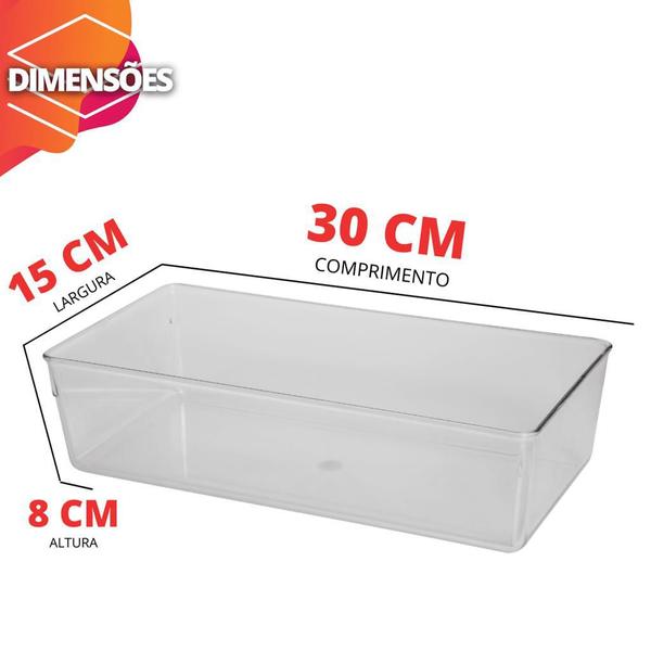 Imagem de Kit 4 Organizador Acrílico Empilhavel Cozinha Gaveta 33x15cm