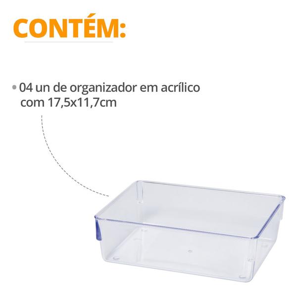 Imagem de Kit 4 Organizador Closet Transparente Acrilico Calcinhas Meias