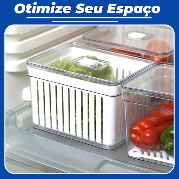 Imagem de Kit 4 Organizador de Geladeira 3,8 Litros Cesto Com Tampa Multiuso Alimentos Verduras e Vegetais