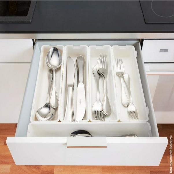 Imagem de Kit 4 Organizador Gavetas Divisor Porta Talheres Cozinha