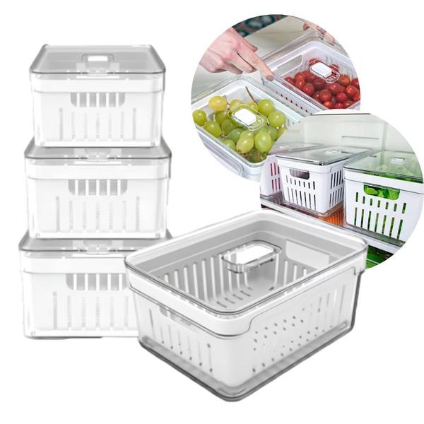 Imagem de Kit 4 Organizadores Geladeira Clear Fresh 2,8 Conjunto Tampa