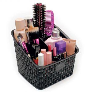 Kit 4 Organizadores Multiuso Rattan Com 6 Divisórias Preto - Nitron Imagem de Kit 4 Organizadores Multiuso Rattan Com 6 Divisórias Preto