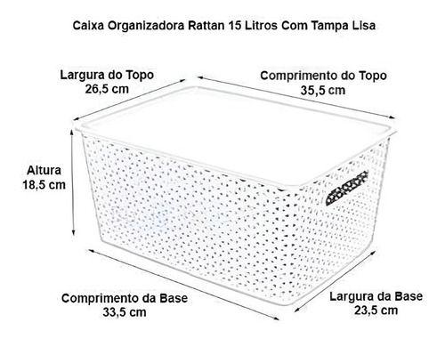 Imagem de Kit 4 Organizadores Rattan Grande Cesto Azul Com Tampa 36CM