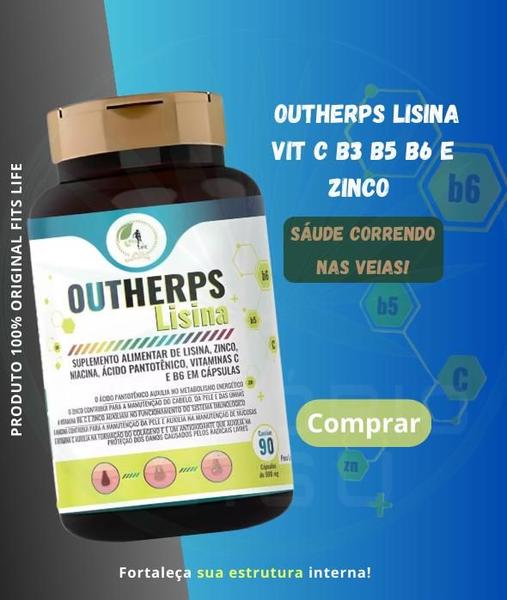 Imagem de Kit 4 Outherps Lisina + Vit C B3 B5 B6 Zinco 360 Cáps 500mg