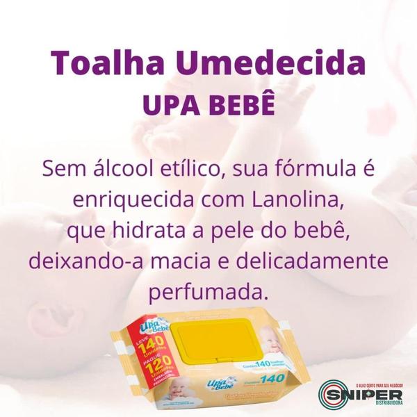 Imagem de Kit 4 Pacotes Toalhas Umedecidas Upa Bebê 560 Unidades Flip Top Aloe Vera Sem Álcool