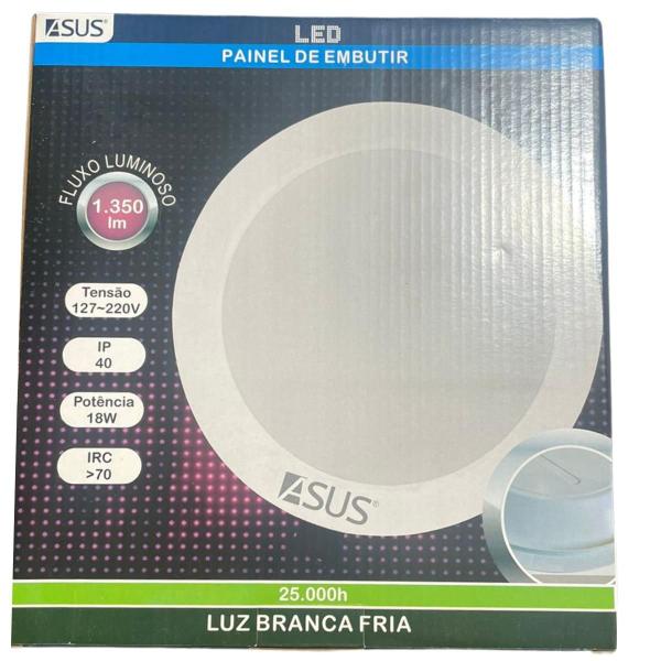 Imagem de Kit 4 Paineis Led Redondo Embutir 18W Asus 6500k Branco Frio