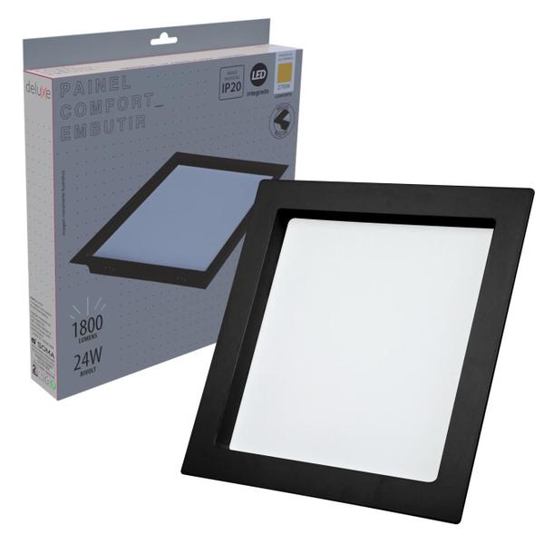 Imagem de Kit 4 Painel Led Embutir Recuado Preto 24w Branco Quente 2700K