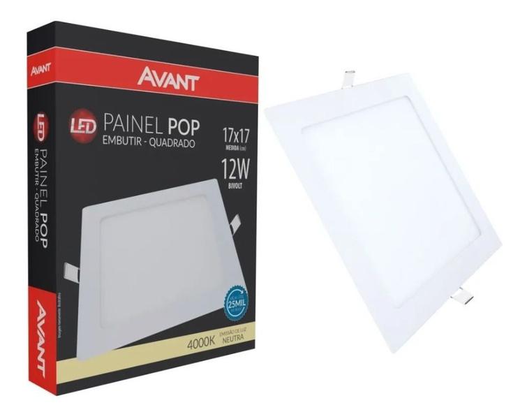 Imagem de Kit 4 Painel Plafon Quadrado Embutir 12w Branco Neutro 4000k