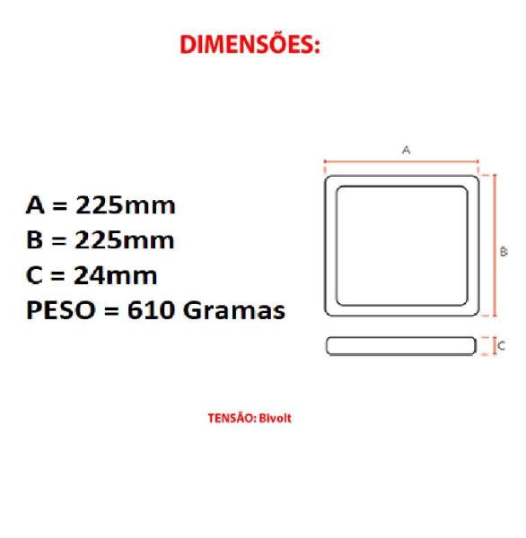 Imagem de Kit 4 Painel Quadrado Sobrepor 18W Led Bivolt 6500K 22X22