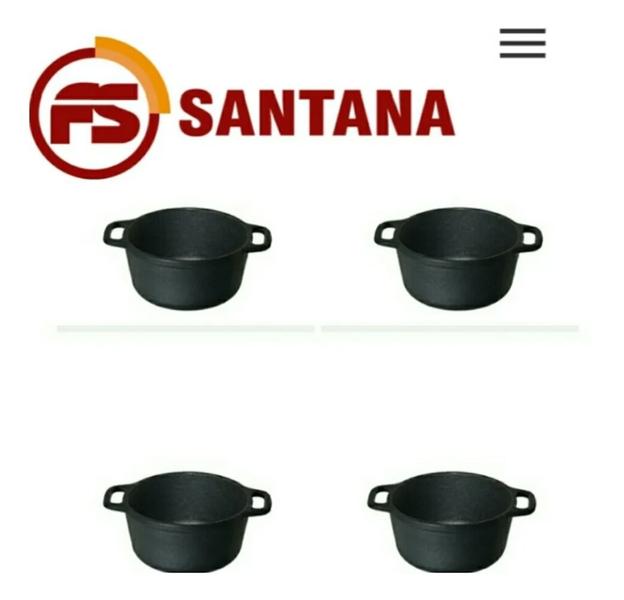 Imagem de Kit 4 Panelinhas 320ml gourmet redonda Ferro Legítima - Entrega Rápida -Profissional servir Petiscos