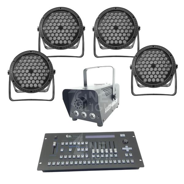 Imagem de Kit 4 par led 3 em 1 + máq. de fumaça 600w + mesa pilot