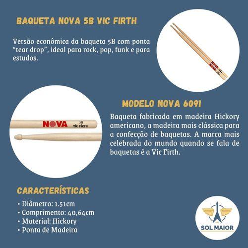 Imagem de Kit 4 Pares Baqueta Nova 5b By Vic Firth American Hickory