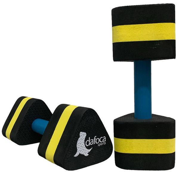 Imagem de Kit 4 Pares Halteres Hidroginástica em EVA 2 à 3kg DF1105-M Preto/Amarelo Dafoca Sports