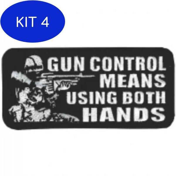 Imagem de Kit 4 Patch Bordado Gun Control Means Com Fecho De Contato