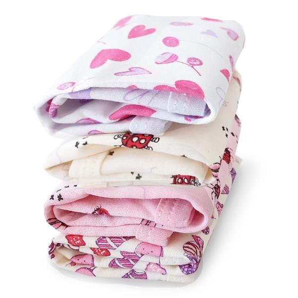 Imagem de Kit 4 pçs Pano de Boca Bebe Ombro Toalhinha Fralda Babete 100% Algodão 25x30 Menina Baby Deluxe Presente Maternidade Macia Resistente