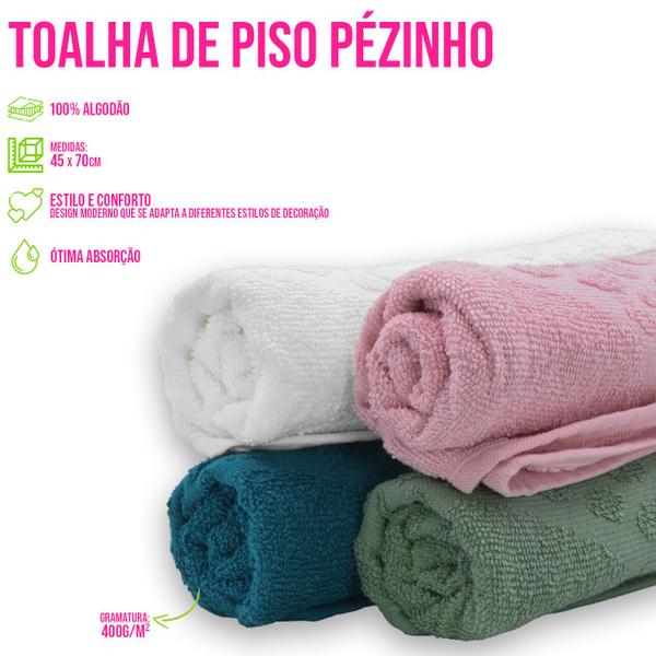 Imagem de Kit 4 Pçs Toalhas P/ Piso Lavabo Banheiro Absorção Pés Macio Gramatura Algodão Banho Decorativo Cores Sortidas