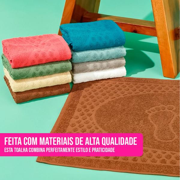 Imagem de Kit 4 Pçs Toalhas P/ Piso Lavabo Banheiro Absorção Pés Macio Gramatura Algodão Banho Decorativo Cores Sortidas