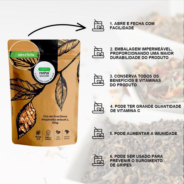 Imagem de Kit 4 Pct Chá De Erva Doce - Pimpinella Anisum L. - 100G