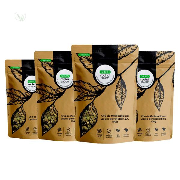 Kit 4 pct Chá de Melissa Lippia - Lippia geminata H.B.K. - 100g - Rocha Saúde Imagem de Kit 4 pct Chá de Melissa Lippia - Lippia geminata H.B.K. - 100g