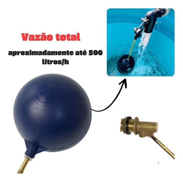 Imagem de Kit 4 Peça Boia Bebedouro/caixa D Agua Torneira Vazão Total