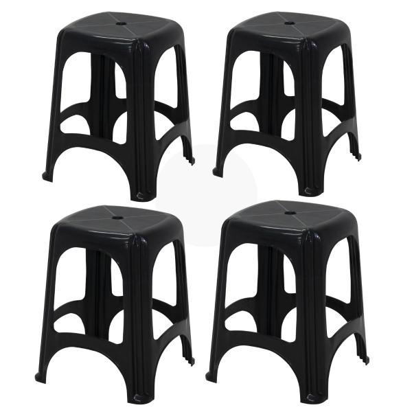 Kit 4 PeÇas Banqueta Niteroi Preta Plastico Tramontina Kit 4 PeÇas Banqueta Niteroi Preta Plastico Tramontina