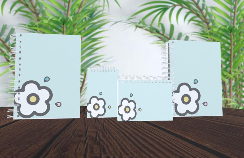 Imagem de Kit 4 Peças Coleção Flores Agenda Planner Bloquinho Caderno