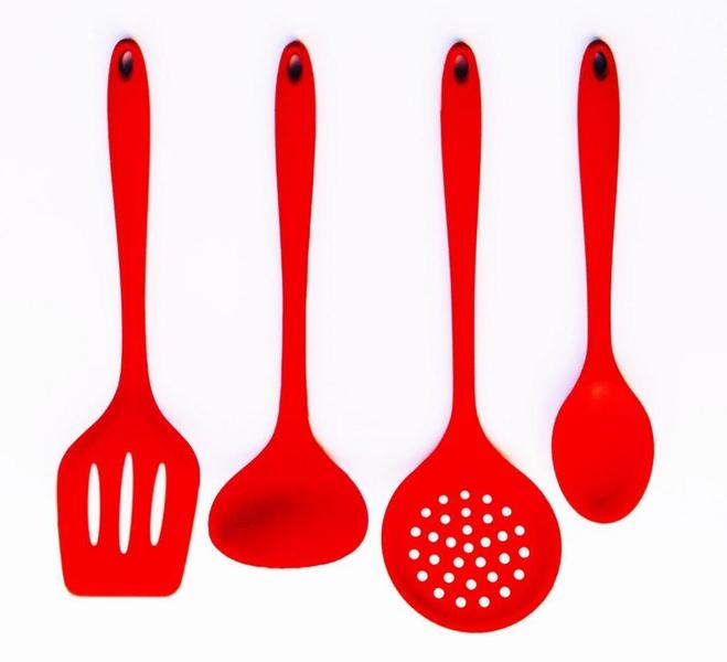 Imagem de Kit 4 Peças Em Silicone Vermelho Livre De Bpa . Unyhome