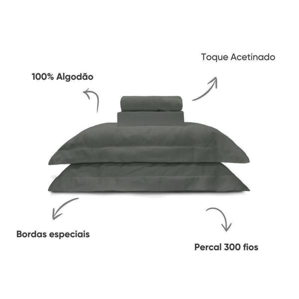 Imagem de Kit 4 Peças Para Cama Casal - Luxo 300 Fios