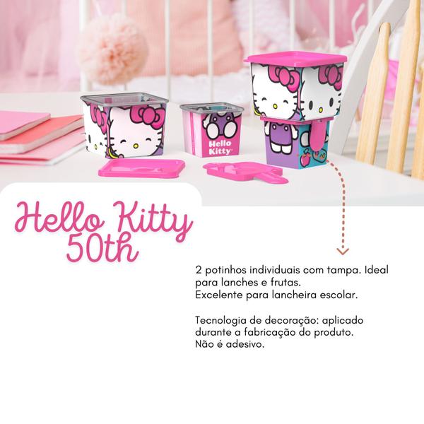 Imagem de Kit 4 Peças Pote Lancheira Organizador Multiuso Hello Kitty 50 Anos Personagem