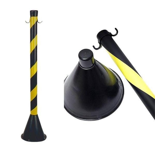 Imagem de Kit 4 Pedestal 90Cm Zebrado Para Sinalização Preto/Amarelo