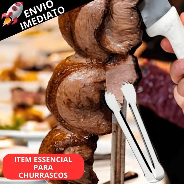 Imagem de Kit 4 Pegador de Carne em Inox Pegador Gelo Frutas Sobremesas Salada Buffet Restaurante Churrascaria