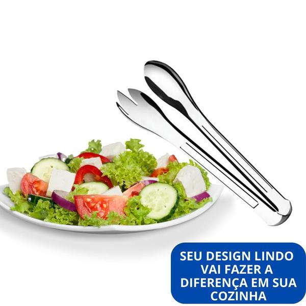 Imagem de Kit 4 Pegador De Saladas e Massas em Inox Grande Pegador Para Cozinha Restaurantes Buffet